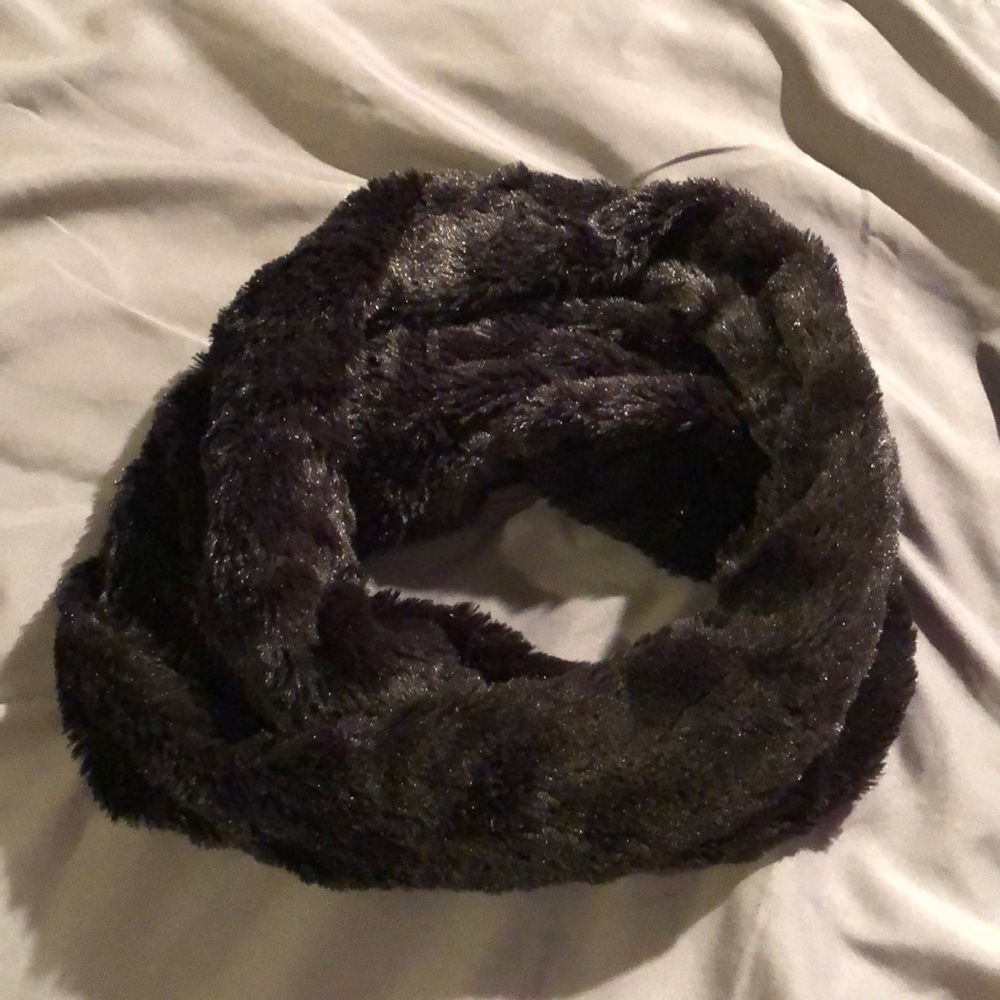 Faux Fur Black Twist Infinity Scarf